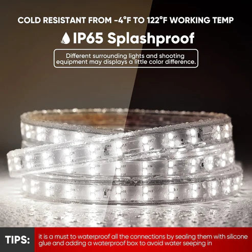 Image of 110V Super Bright Double Row LED Strip Light – 6000K Cool White – 510 Lumens/M – IP65 Waterproof, Dimmable