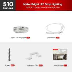Image of 110V Super Bright Double Row LED Strip Light – 6000K Cool White – 510 Lumens/M – IP65 Waterproof, Dimmable