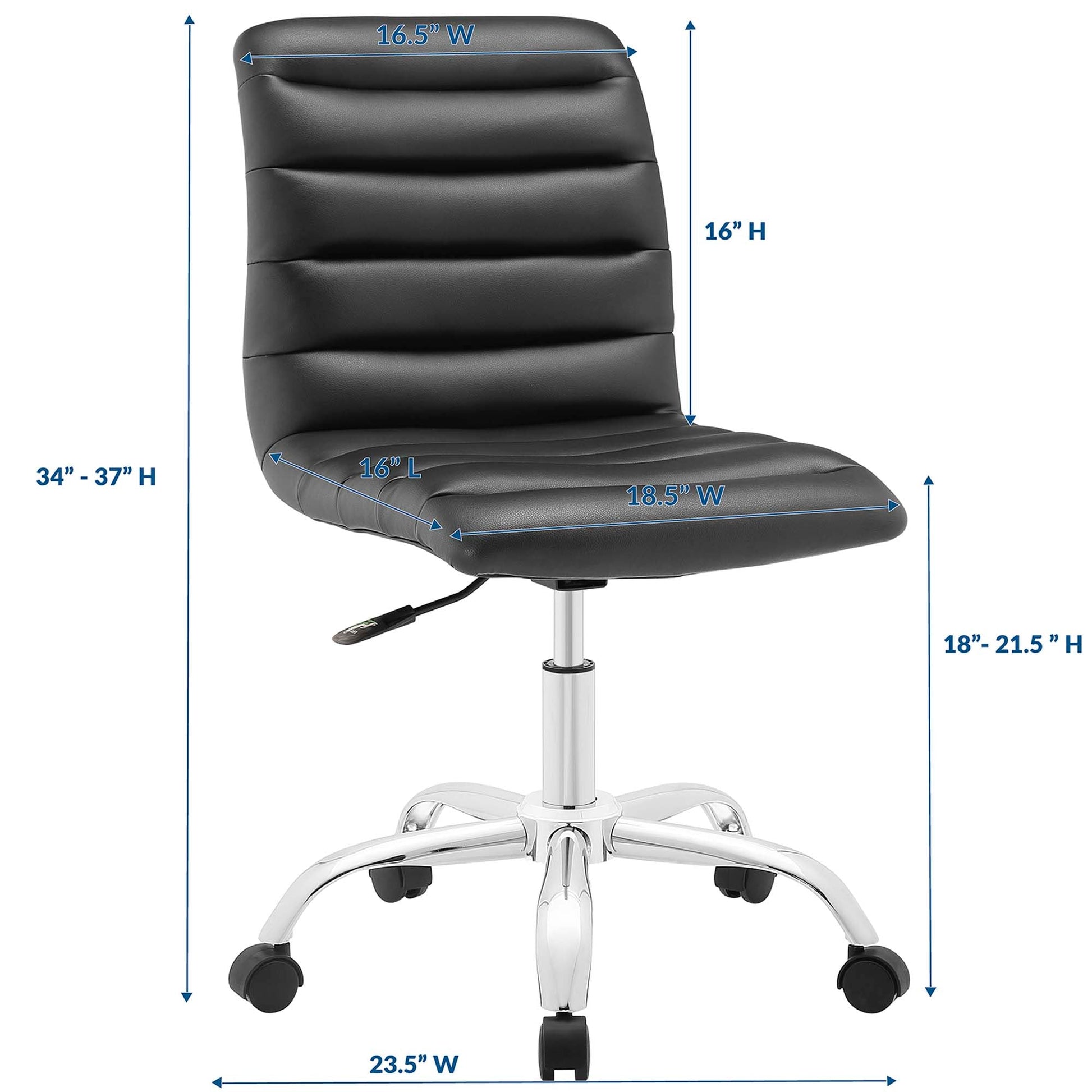 Ripple Armless Mid-Back Office Chair – Modern Design with Chrome Base & Swivel Function | Renovation Way