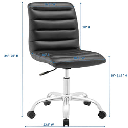 Image of Ripple Armless Mid-Back Office Chair – Modern Design with Chrome Base & Swivel Function | Renovation Way