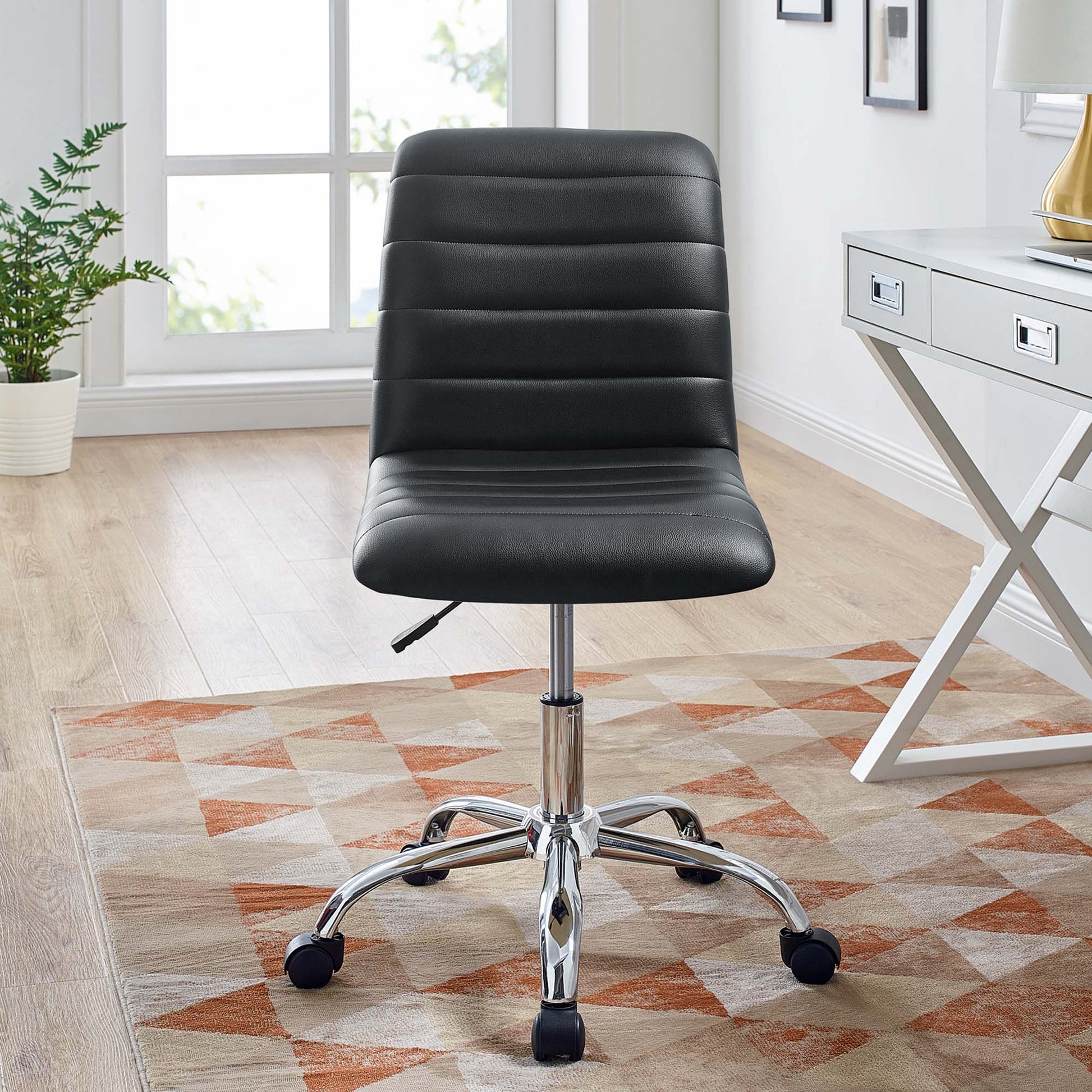 Ripple Armless Mid-Back Office Chair – Modern Design with Chrome Base & Swivel Function | Renovation Way