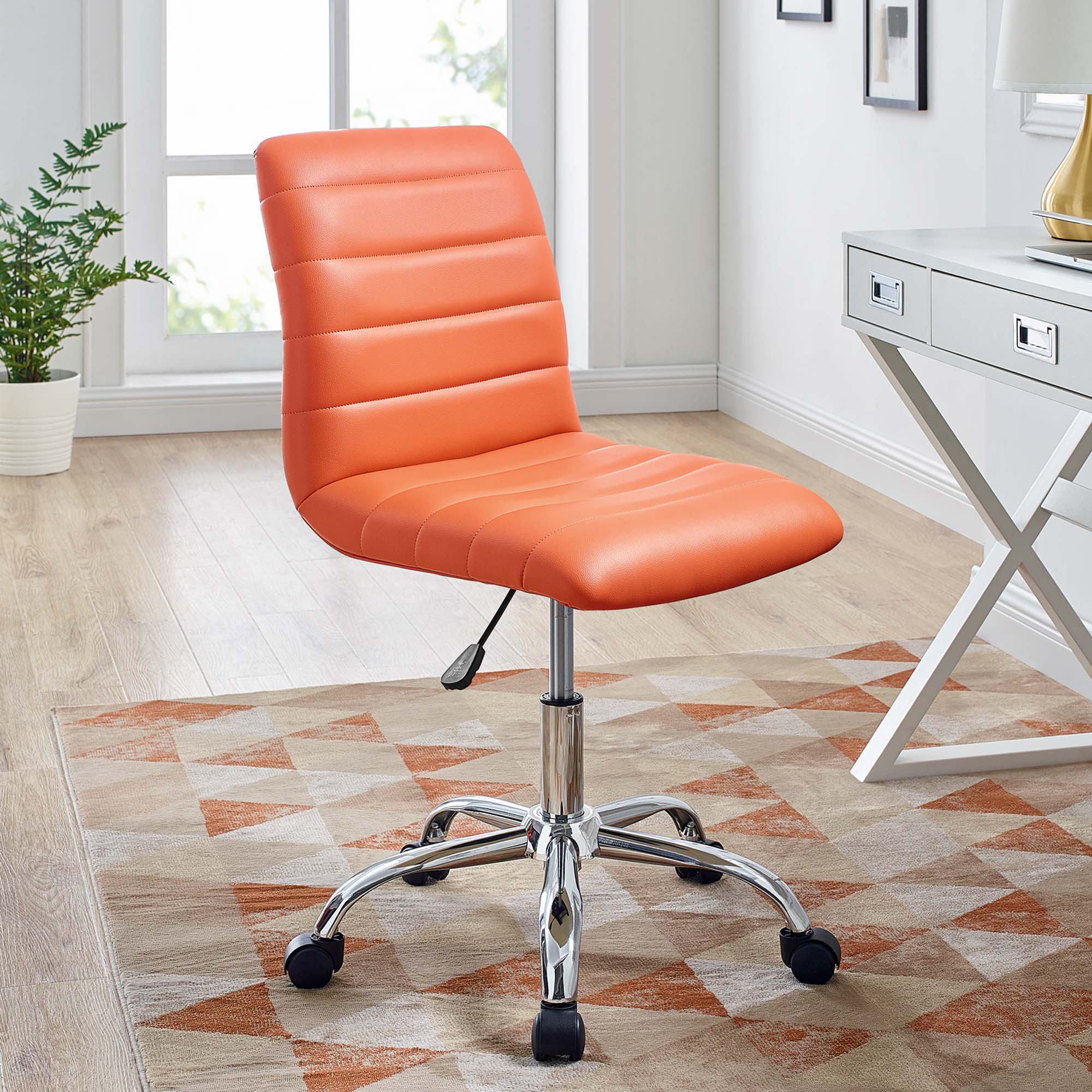 Image of Ripple Armless Mid-Back Office Chair – Modern Design with Chrome Base & Swivel Function | Renovation Way
