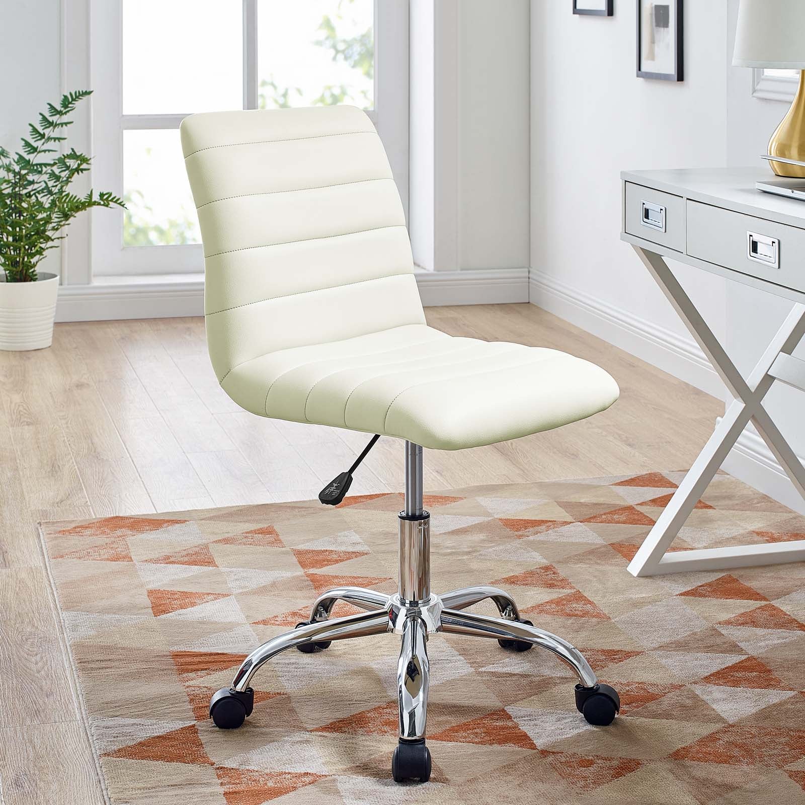 Image of Ripple Armless Mid-Back Office Chair – Modern Design with Chrome Base & Swivel Function | Renovation Way