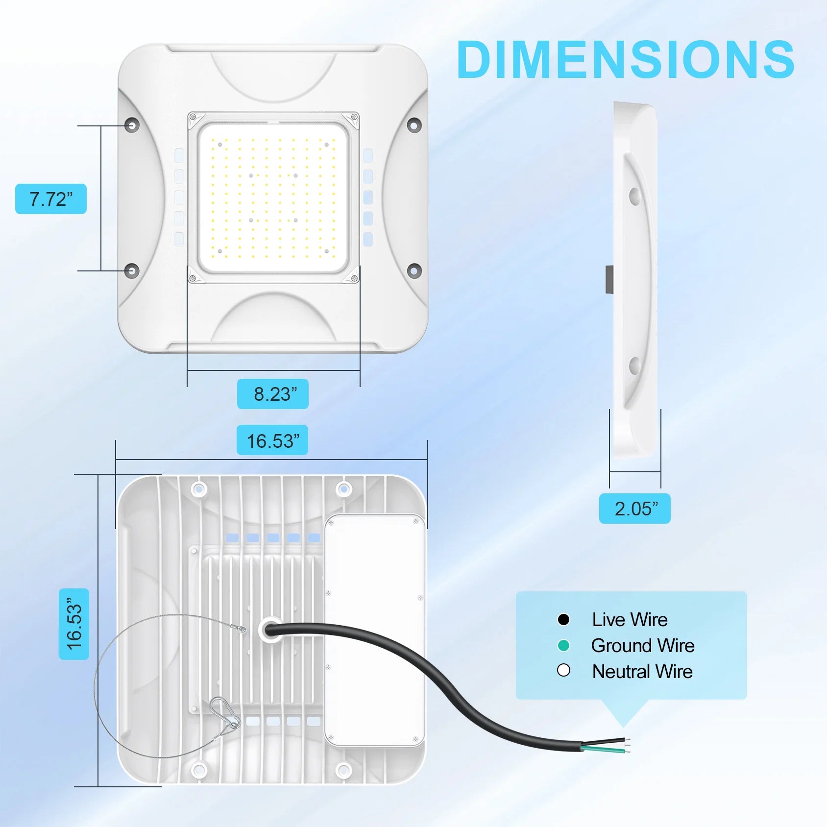 Image of LED Canopy Light | 150W/120W/90W Tunable | CCT Adjustable (3000K/4000K/5000K) | 100–277VAC | IP65 Rated