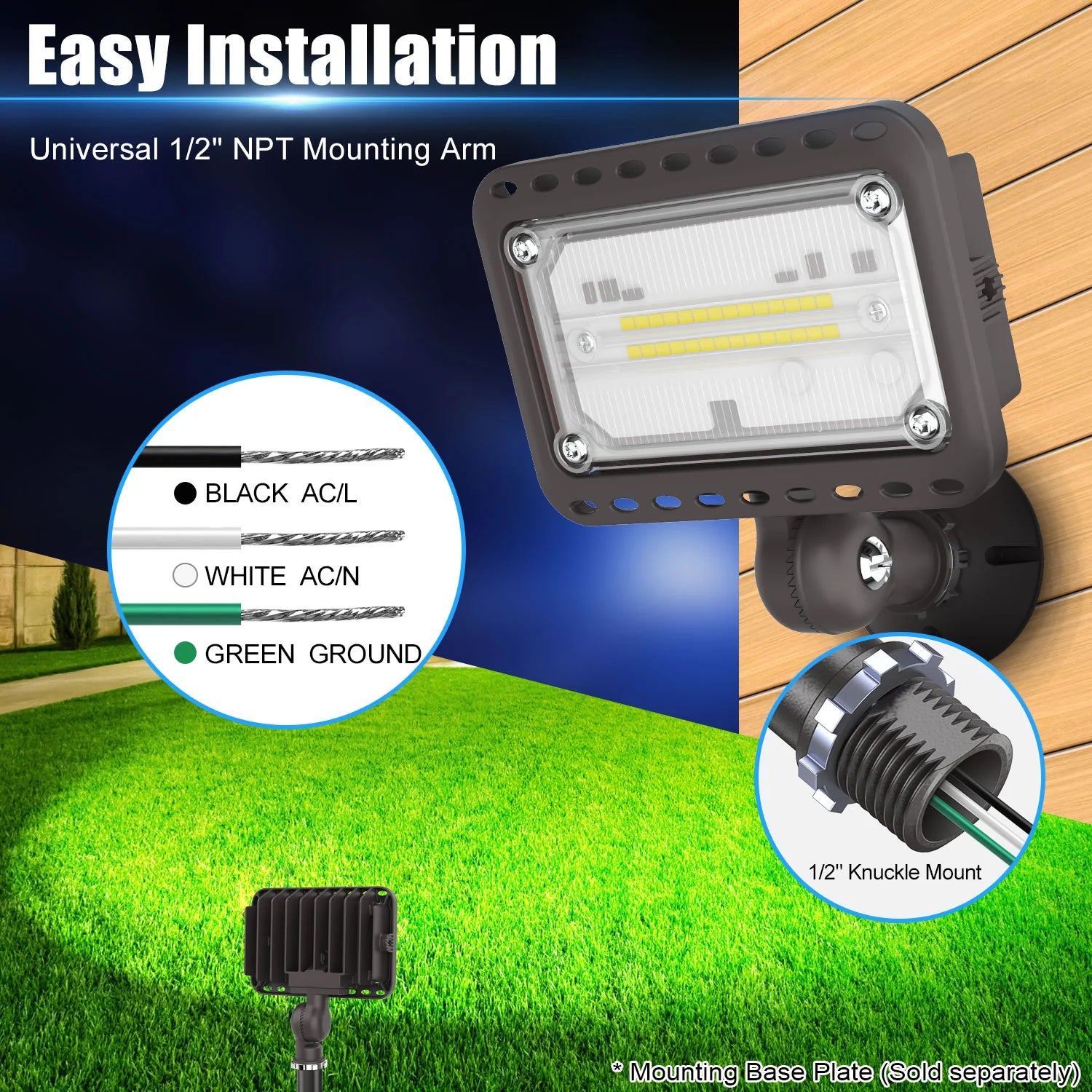 Image of 20W LED Knuckle Flood Light – 5000K Daylight, 100-277VAC, UL Approved – 5-Year Warranty