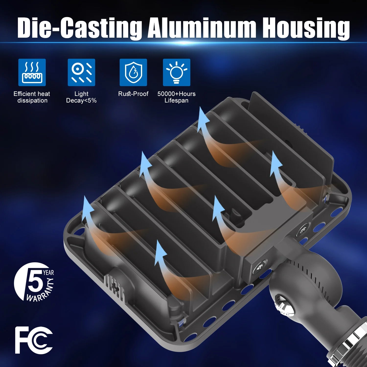 Image of 20W LED Knuckle Flood Light – 5000K Daylight, 100-277VAC, UL Approved – 5-Year Warranty