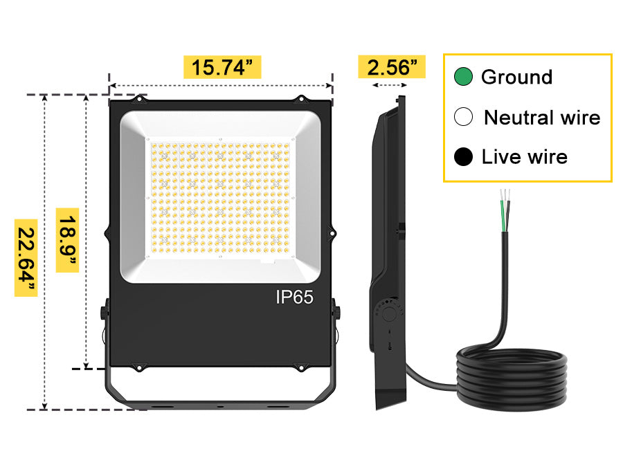 240W / 300W LED Flood Light | 5000K | 100–277VAC | Outdoor IP65 | 150Lm/W