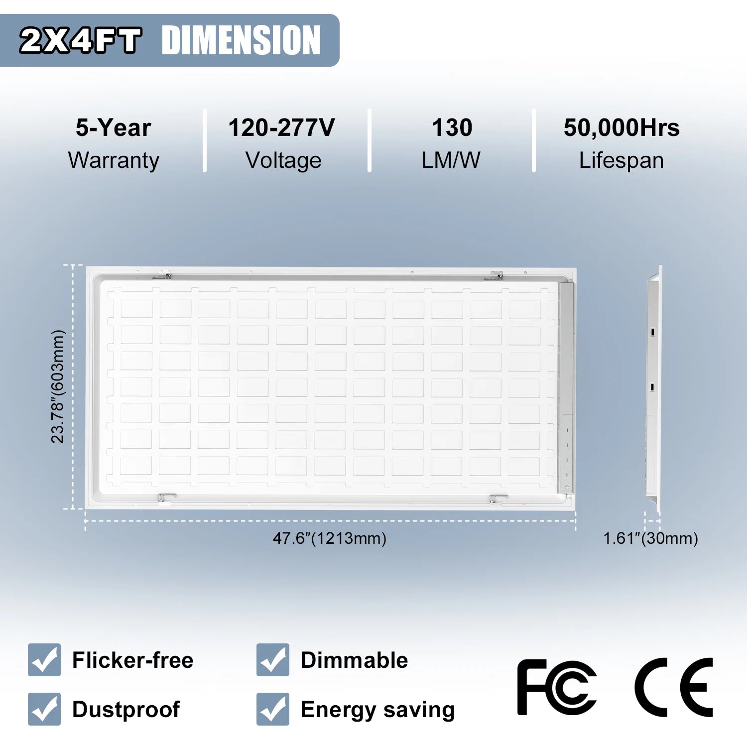 Image of 4-Pack LED Flat Panel Lights | 5-Watt 5CCT Tunable | 120-277VAC | 0-10V Dimmable | DLC/ETL Certified