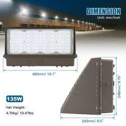 Image of 135W – 28W LED Full Cut-Off Wall Pack – Watt & CCT Tunable (3000K/4000K/5000K), 120–277VAC, Photocell, UL/DLC Approved – 5-Year Warranty