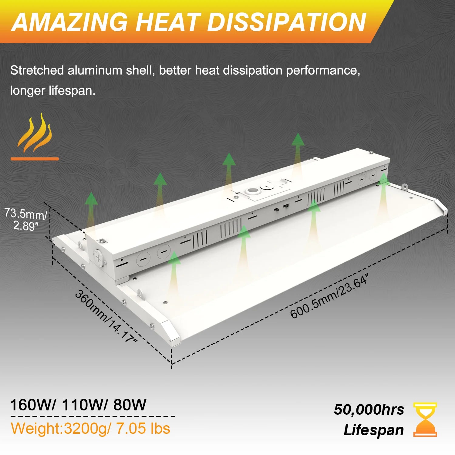 Image of 300W – 80W LED Linear High Bay Light | 3-Watt & 3-CCT Tunable | 120-277VAC | 0-10V Dim | DLC/UL Certified