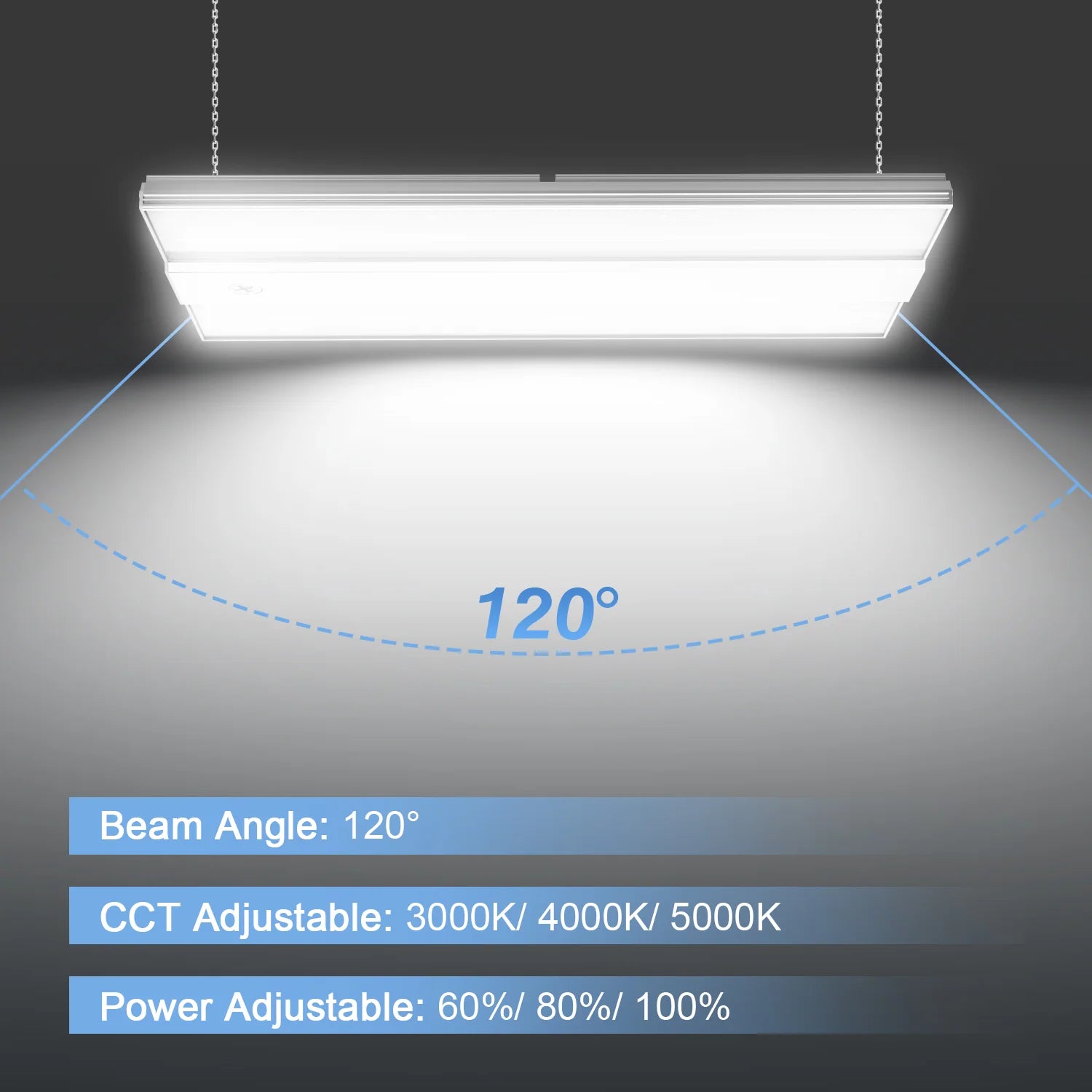 400W – 90W LED Linear High Bay Light | CCT & Watt Tunable | 100–277VAC | Microwave Sensor | DLC/UL Certified