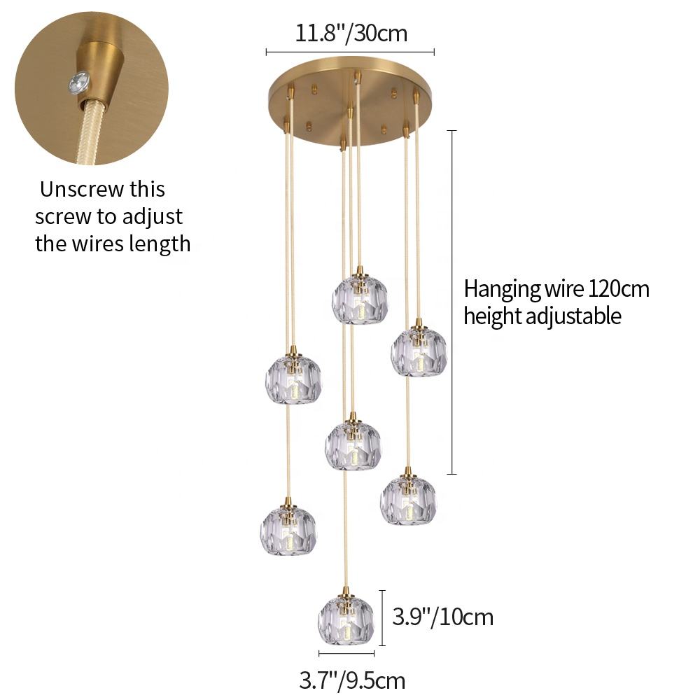 Crystal Pendant Light – Copper & Iron Body, 3 CCT Options