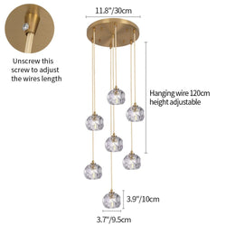Image of Crystal Pendant Light – Copper & Iron Body, 3 CCT Options