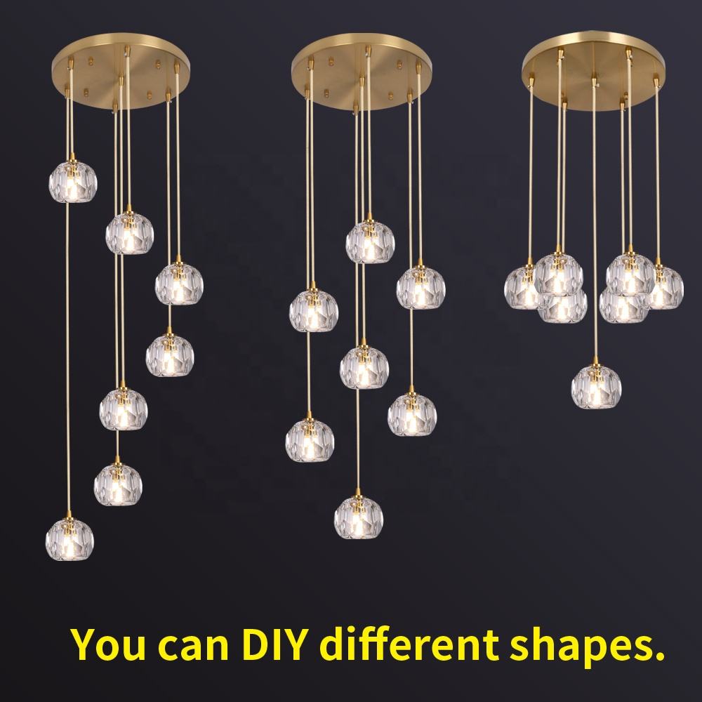 Image of Crystal Pendant Light – Copper & Iron Body, 3 CCT Options