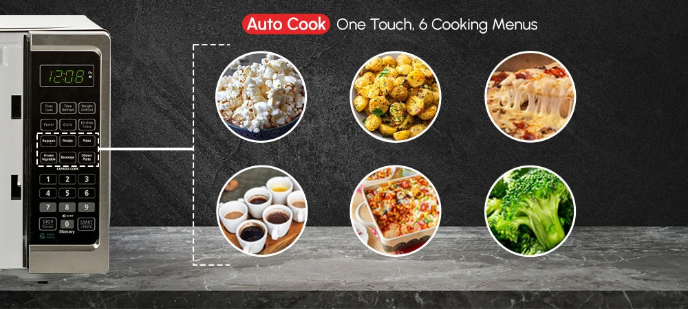 Image of Roomwell UK 0.7 CuFt Stainless Steel Hotel Microwave – Compact, Durable, 700W