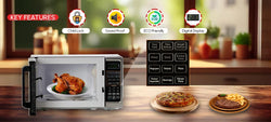 Image of Roomwell UK 0.7 CuFt Stainless Steel Hotel Microwave – Compact, Durable, 700W