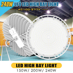 Image of 240W - 90W LED UFO High Bay Light | 5000K | 100-277VAC | White | 0-10V Dimmable
