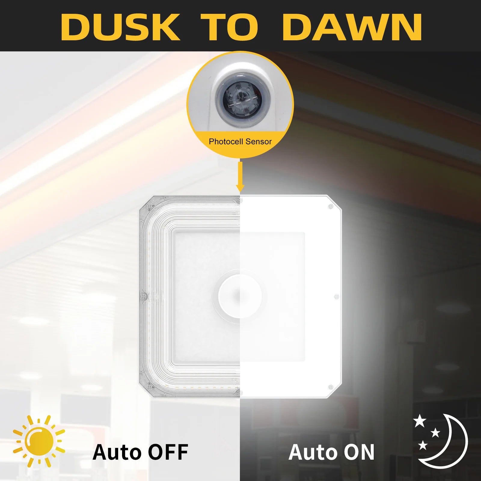 Image of 100W–36W LED Canopy Light | Watt & CCT Tunable | 4500K/5000K/5700K | 100–277VAC | With Photocell | IP65 Rated