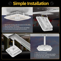 Image of 100W–36W LED Canopy Light | Watt & CCT Tunable | 4500K/5000K/5700K | 100–277VAC | With Photocell | IP65 Rated
