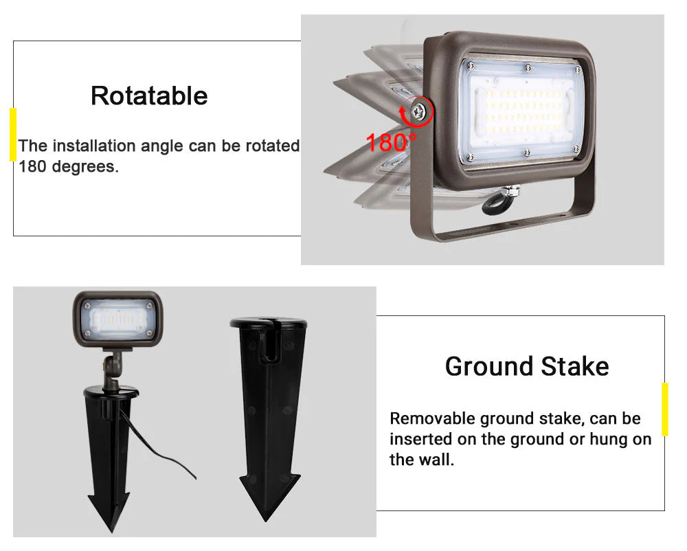 LED Knuckle Flood Light – 15W / 30W / 45W – 5000K, 120-277VAC, DLC & UL Approved (6–24 Pack)