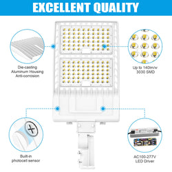 Image of 240W / 320W / 400W Tunable LED Shoebox Area Light | 5000K | 100–277VAC | 56,000Lm | Built-in Photocell