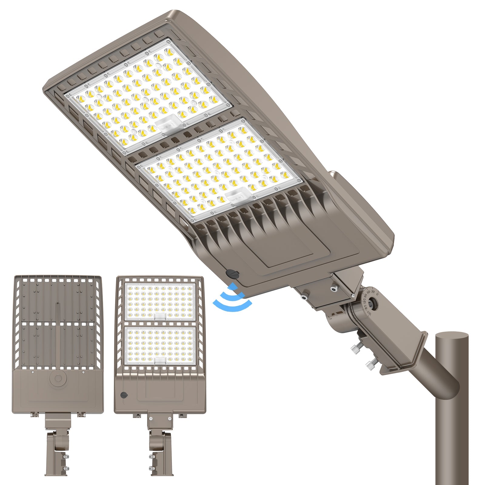 320W–450W LED Shoebox Area Light | 5000K | 100–277VAC | Built-in Photocell | 0–10V Dimmable | IP65