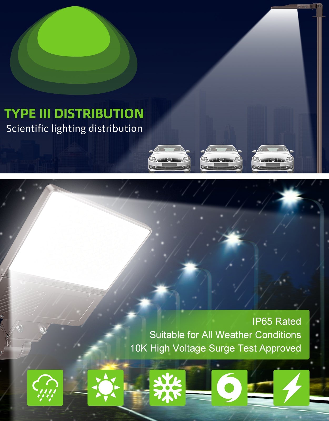 150W / 200W LED Shoebox Area Light | Wattage Tunable | 100–480VAC | Built-in Photocell | 0–10V Dimmable