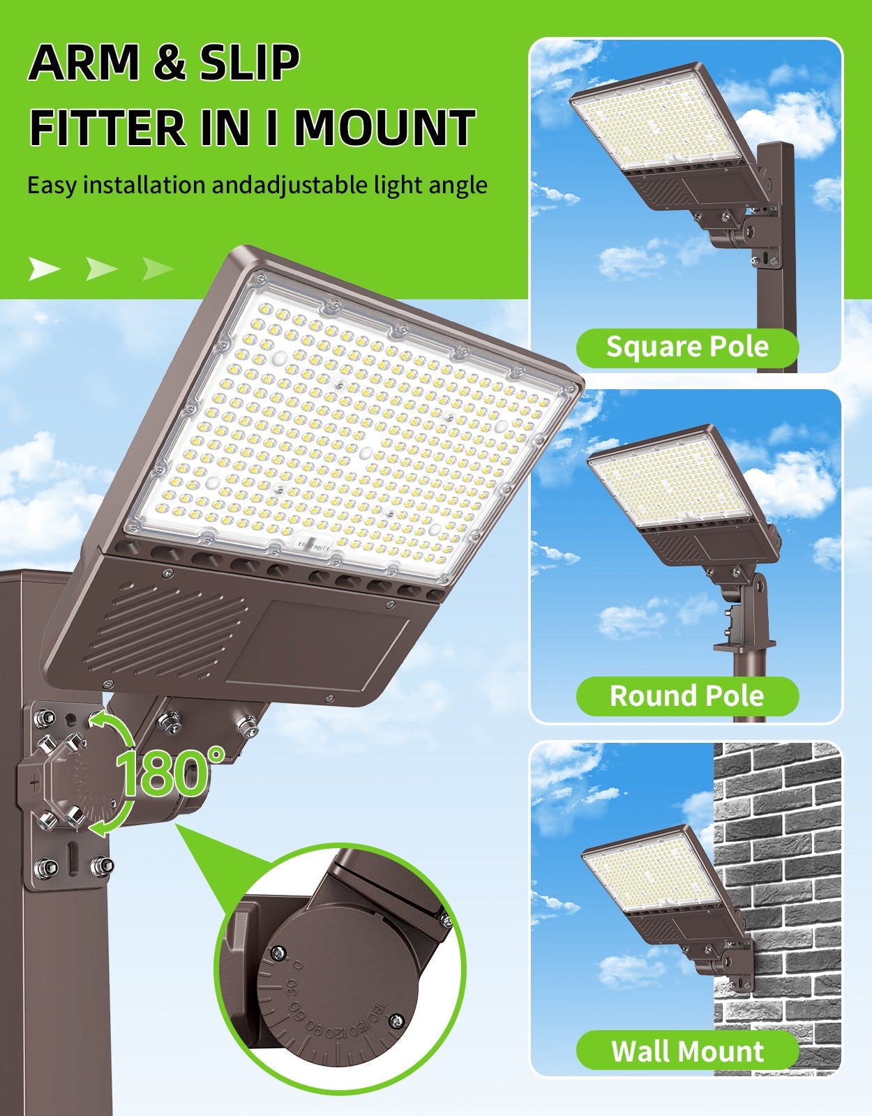 150W / 200W LED Shoebox Area Light | Wattage Tunable | 100–480VAC | Built-in Photocell | 0–10V Dimmable