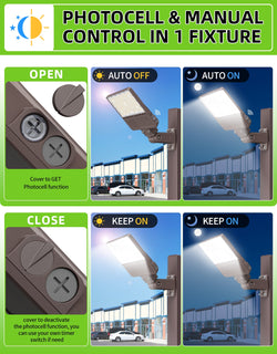 Image of 150W / 200W LED Shoebox Area Light | Wattage Tunable | 100–480VAC | Built-in Photocell | 0–10V Dimmable