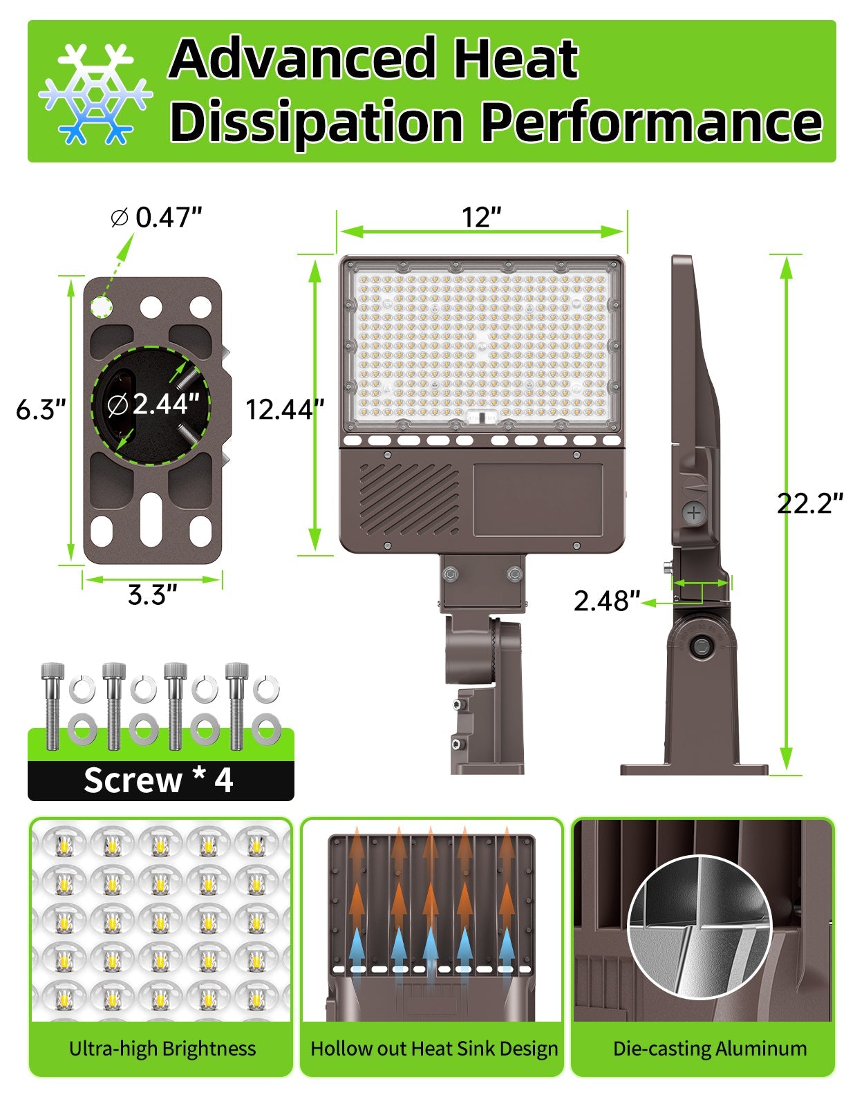 150W / 200W LED Shoebox Area Light | Wattage Tunable | 100–480VAC | Built-in Photocell | 0–10V Dimmable