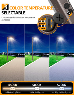Image of 150W – 320W LED Shoebox Area Light | Watt & CCT Tunable | Built-in Photocell | 100–277VAC | IP65 Rated