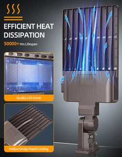 Image of 150W – 320W LED Shoebox Area Light | Watt & CCT Tunable | Built-in Photocell | 100–277VAC | IP65 Rated