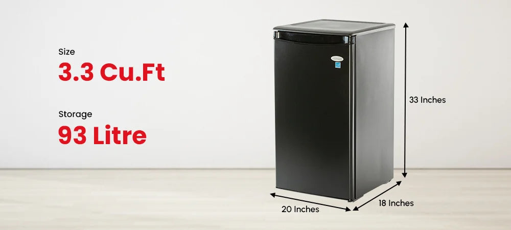 Roomwell UK 3.3 Cu.Ft Hotel Mini Fridge Without Freezer – Black, Energy Star Compliant, Quiet Operation, Automatic Defrost