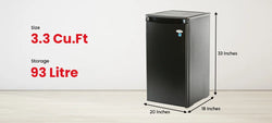 Image of Roomwell UK 3.3 Cu.Ft Hotel Mini Fridge Without Freezer – Black, Energy Star Compliant, Quiet Operation, Automatic Defrost