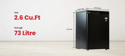 Image of Roomwell UK 2.6 Cu.Ft Mini Fridge – Large Capacity Hotel Refrigerator Without Freezer, Quiet, Energy Star Rated, Black