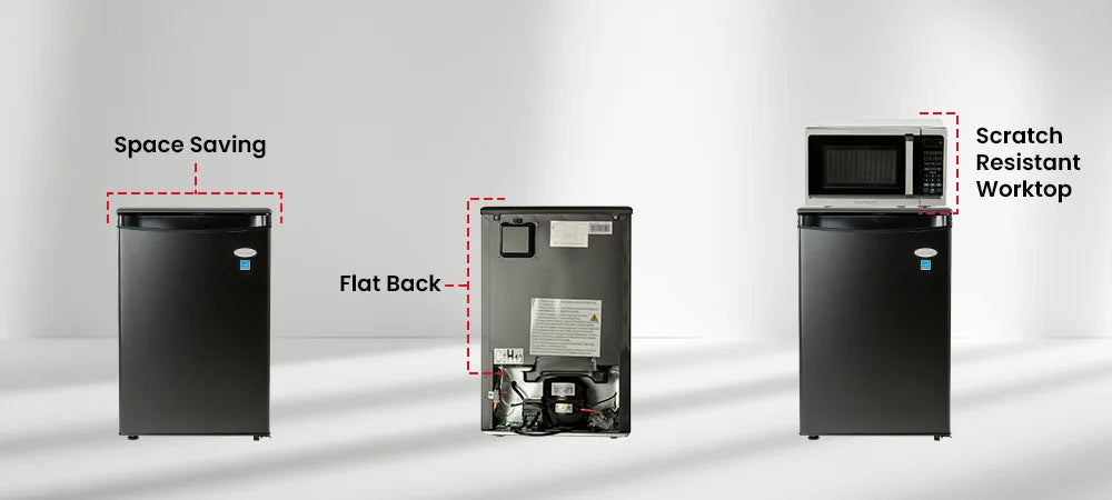 Image of Roomwell UK 2.6 Cu.Ft Mini Fridge – Large Capacity Hotel Refrigerator Without Freezer, Quiet, Energy Star Rated, Black