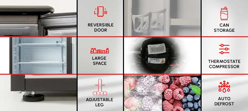 Image of Roomwell UK 2.6 Cu.Ft Mini Fridge – Large Capacity Hotel Refrigerator Without Freezer, Quiet, Energy Star Rated, Black