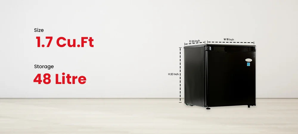 Roomwell UK 1.7 Cu.Ft Mini Fridge – Compact Hotel Refrigerator Without Freezer, Quiet, Energy Star Rated, Black