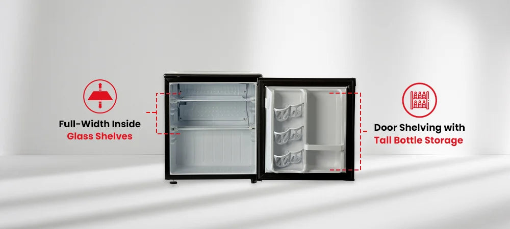 Roomwell UK 1.7 Cu.Ft Mini Fridge – Compact Hotel Refrigerator Without Freezer, Quiet, Energy Star Rated, Black