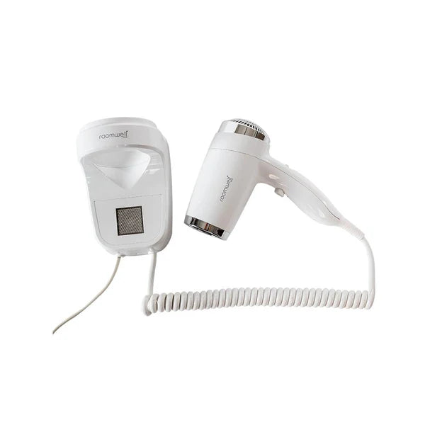 Image of Roomwell UK 1600W Wall Mount Hair Dryer – White | Hotel & Hospitality Grade