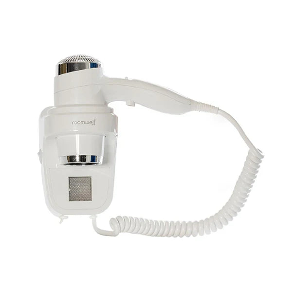 Roomwell UK 1600W Wall Mount Hair Dryer – White | Hotel & Hospitality Grade