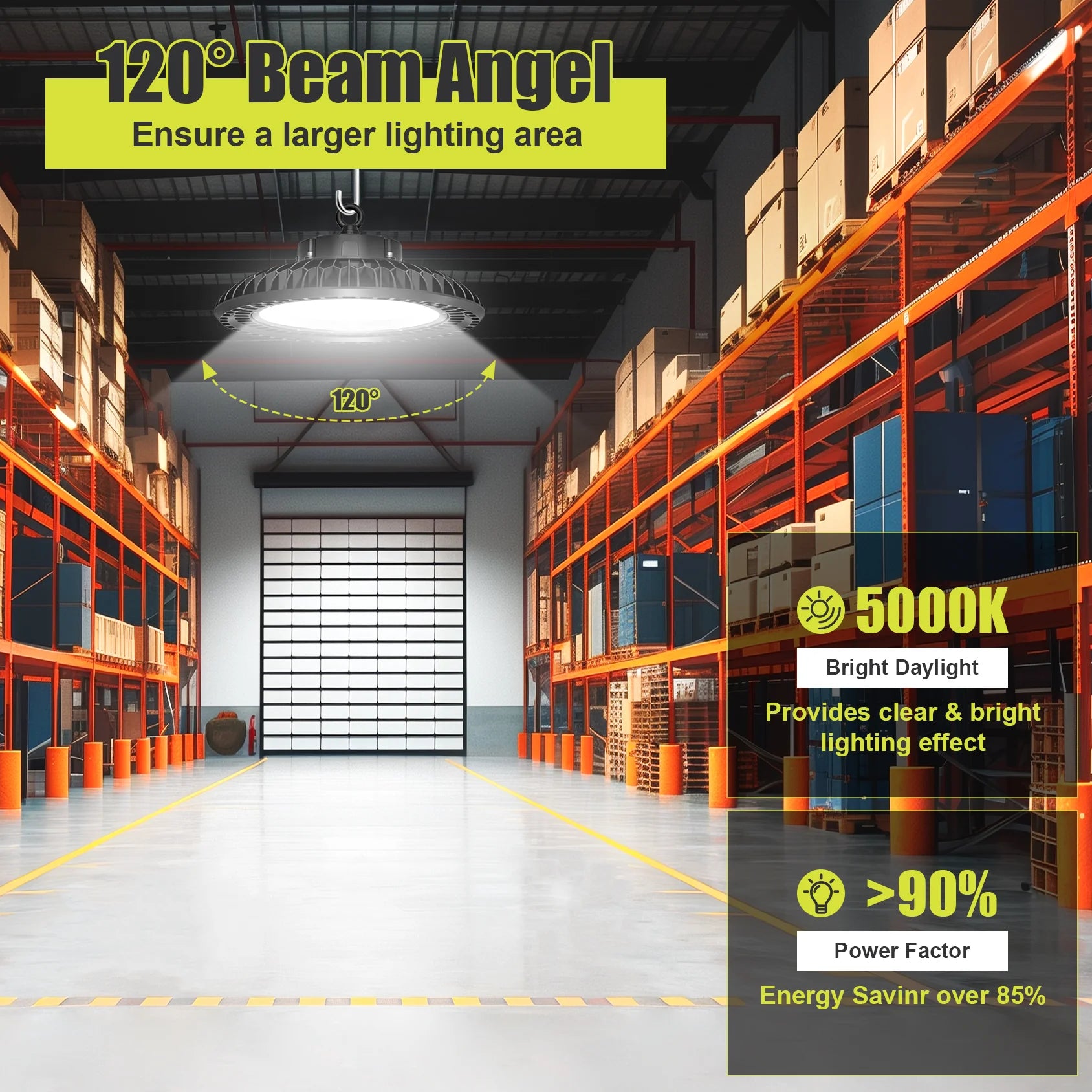 500W / 400W / 300W LED UFO High Bay Light – 5000K | 100-277VAC | 0-10V Dimmable | IP65