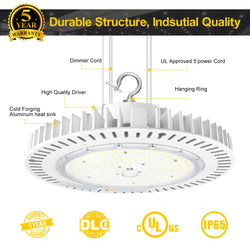 Image of 240W / 200W / 150W LED Industrial High Bay Light – 5000K | 100-277VAC | 0-10V Dimmable | IP65 | Black
