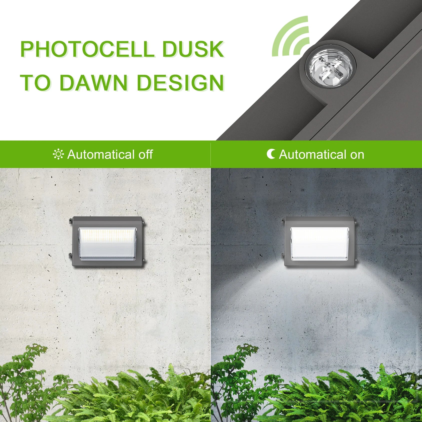 150W – 48W LED Outdoor Wall Pack Light – Watt & CCT Tunable (4500K/5000K/5700K), 100–277VAC, Photocell – ETL/DLC/UL Approved – 5-Year Warranty