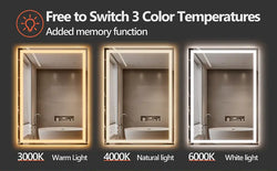 Image of Smart LED Bathroom Mirror – Anti-Fog, Dimmable, 3-Color Lighting, Memory Function, 5mm Shatterproof Glass, Wall-Mounted