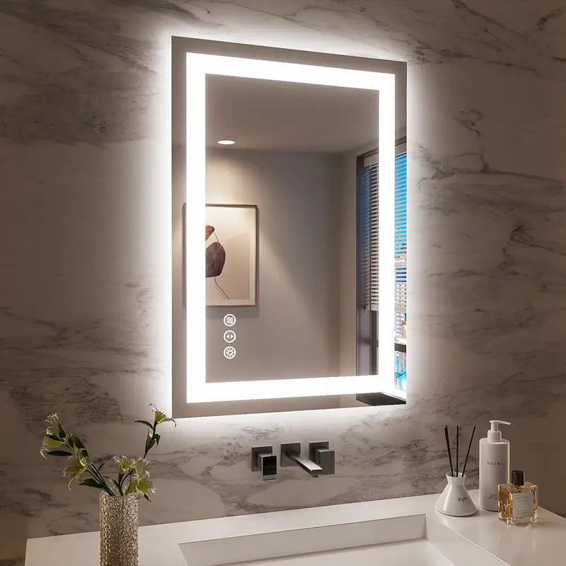 Smart LED Bathroom Mirror – Anti-Fog, Dimmable, 3-Color Lighting, Memory Function, 5mm Shatterproof Glass, Wall-Mounted