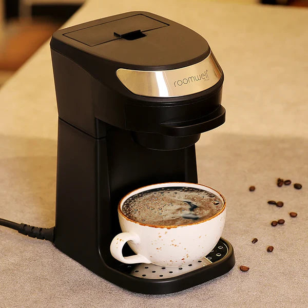 Image of Roomwell UK 1 Cup Coffee Maker – Reusable Mesh Filter, Two-Way Brew – Perfect for Hotels & Guest Rooms