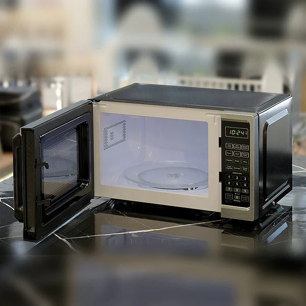 Roomwell UK 0.7 CuFt Stainless Steel Hotel Microwave – Compact, Durable, 700W