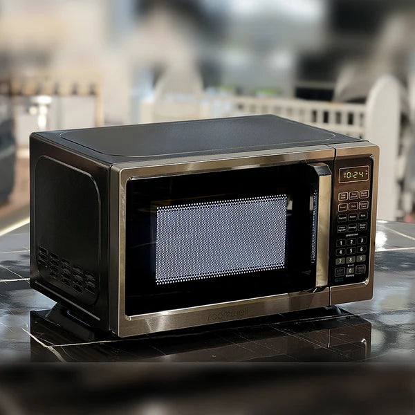 Image of Roomwell UK 0.7 CuFt Stainless Steel Hotel Microwave – Compact, Durable, 700W