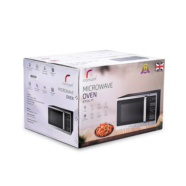 Roomwell UK 0.7 CuFt Stainless Steel Hotel Microwave – Compact, Durable, 700W